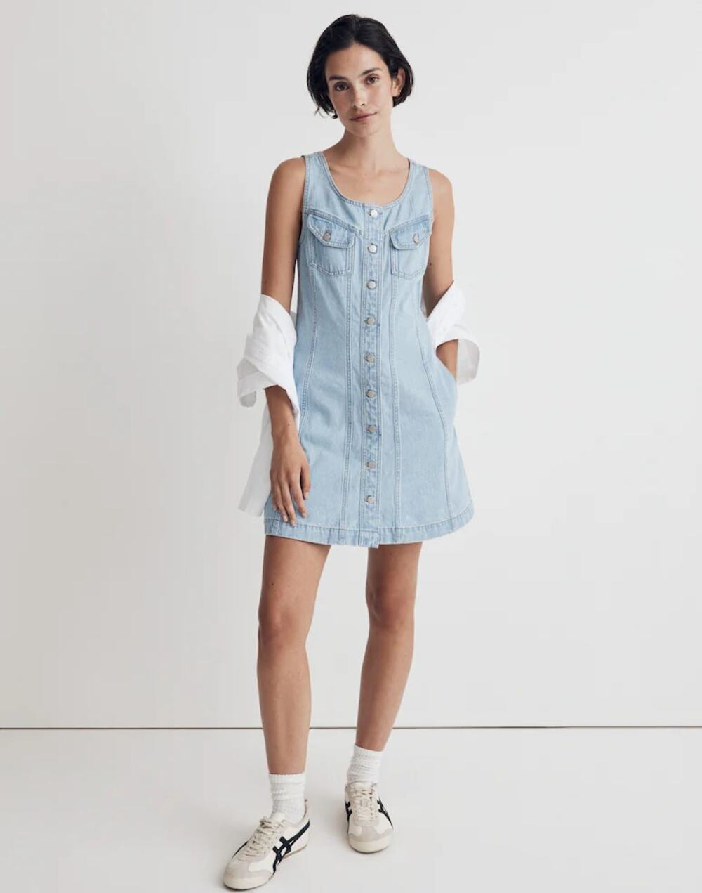 Madewell Denim Sleeveless Seamed Button Down Tank Dress Palomilla Wash Womens 12